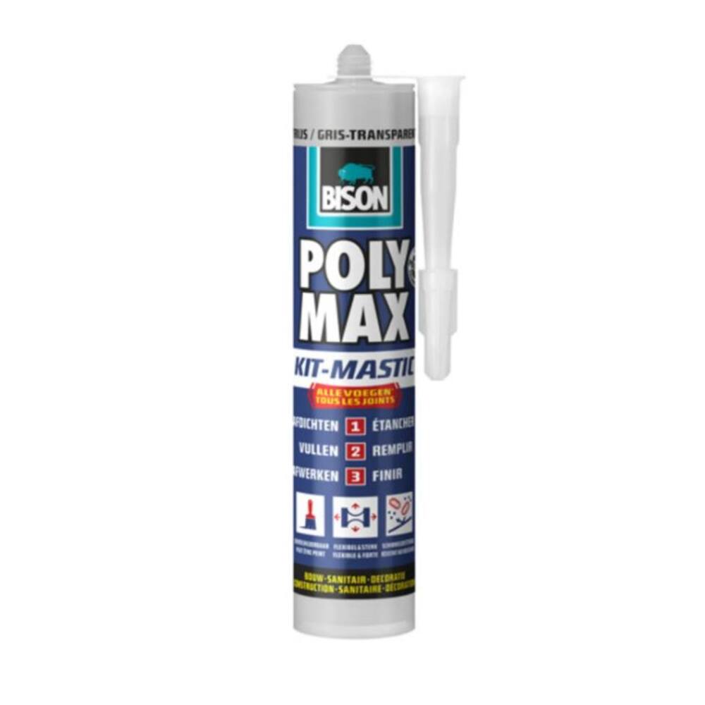 Bison Poly Max Seal Transparant Grijs 280 ml