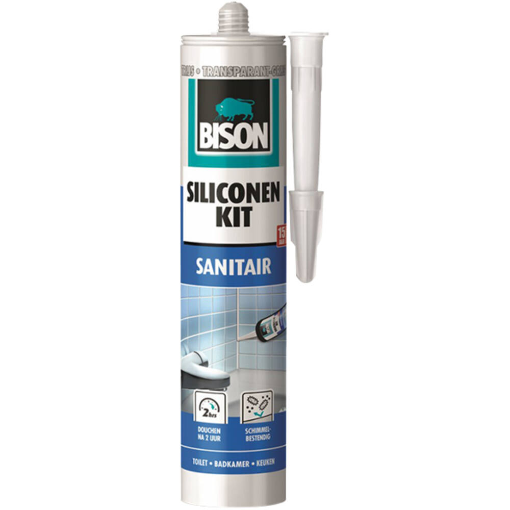 Bison Siliconenkit Sanitair Transparant-Grijs 300 ml