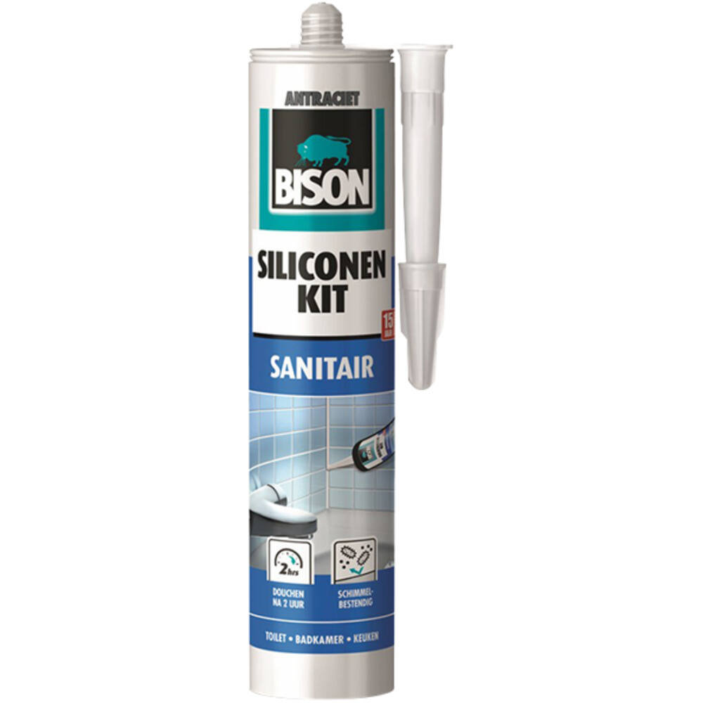 Bison Siliconenkit Sanitair Antraciet 300 ml