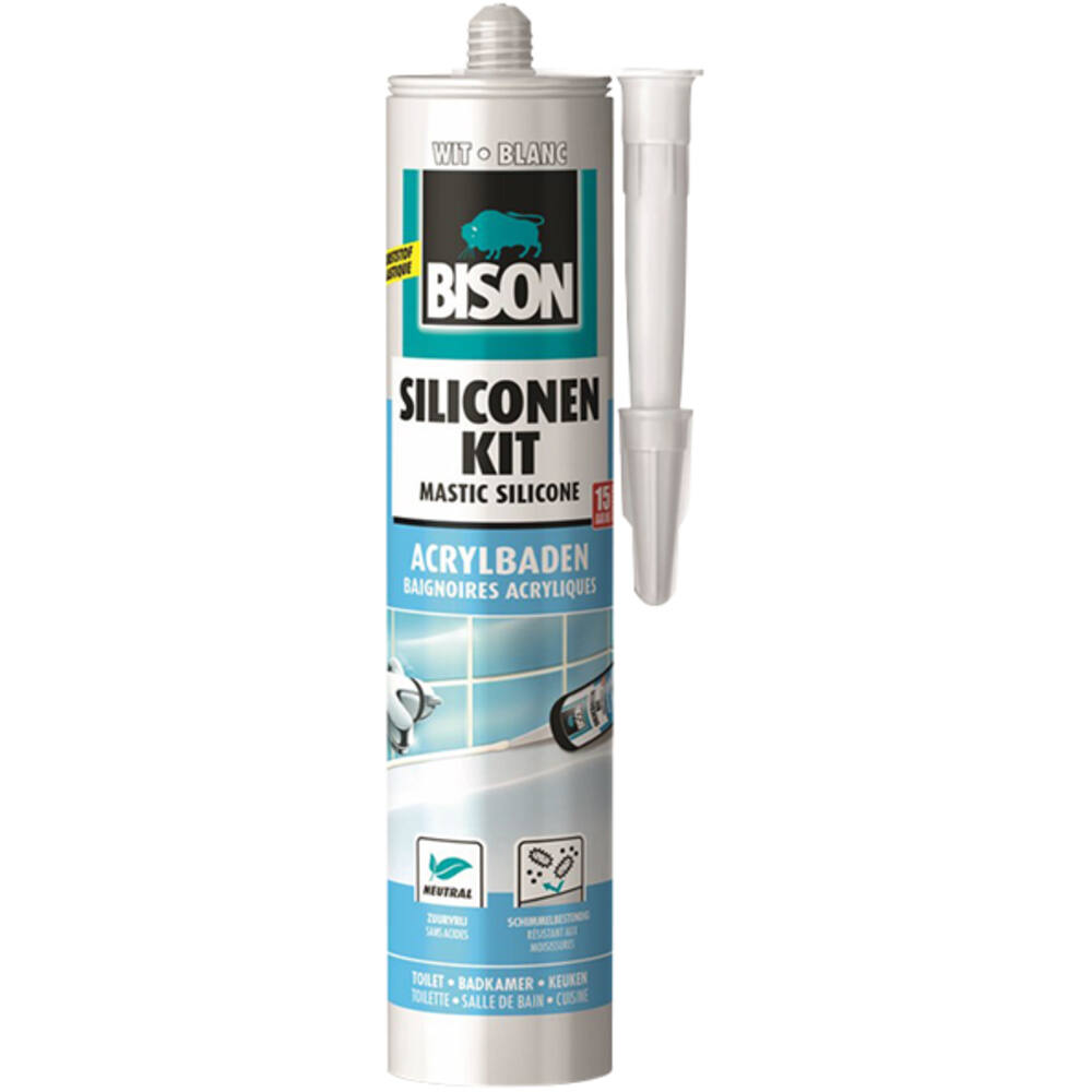 Bison Siliconenkit Acrylbaden Wit 300 ml