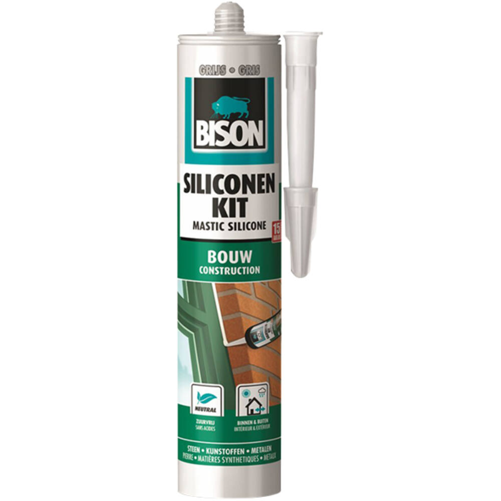 Bison Siliconenkit Bouw Grijs 300 ml