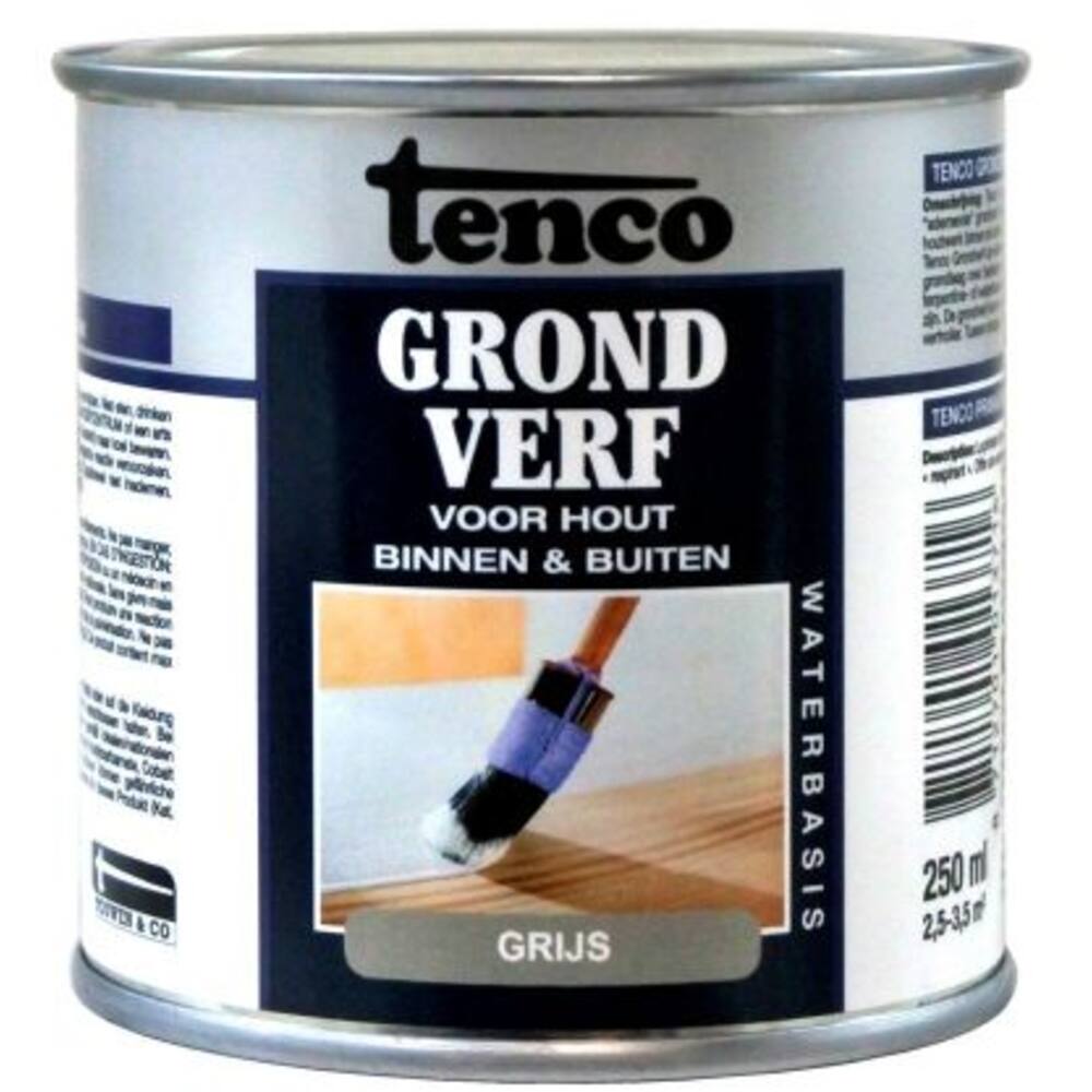 Tenco Grondverf Waterbasis Dekkend Mat Grijs 250 ml