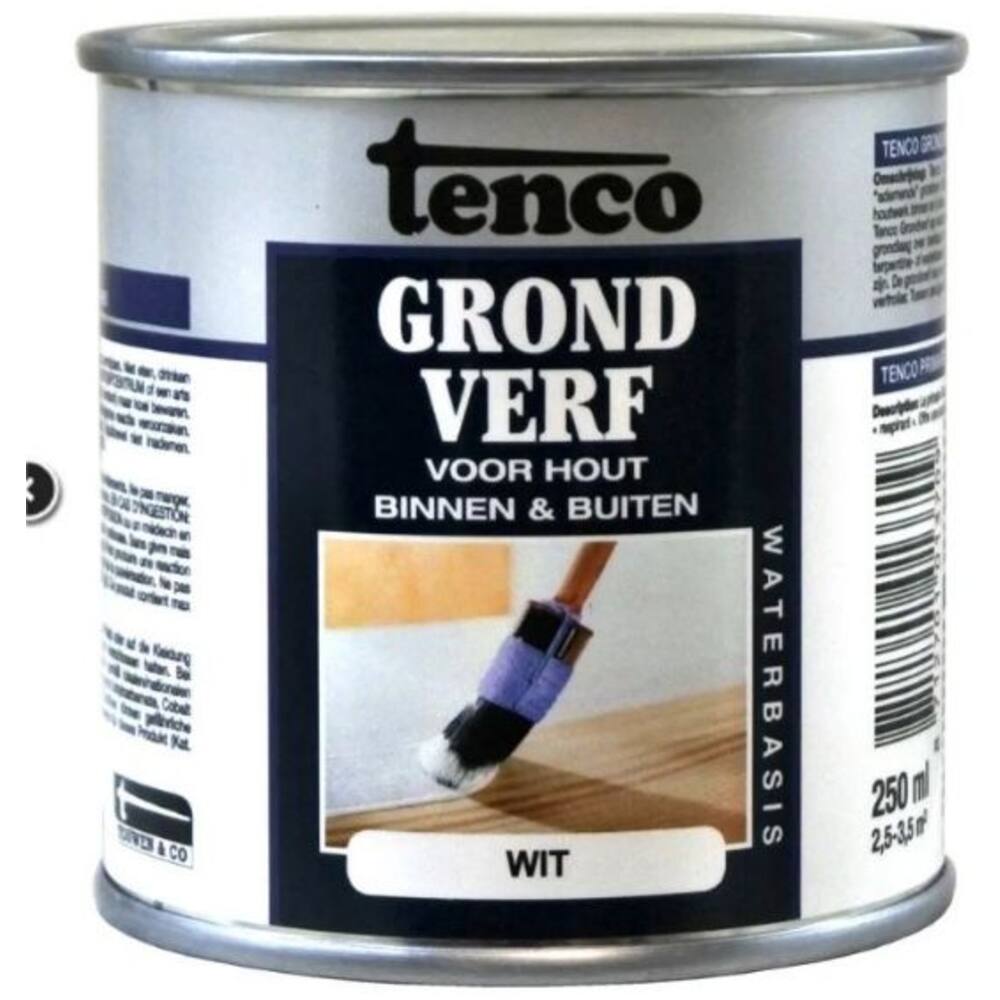 Tenco Grondverf Waterbasis Dekkend Mat Wit 250 ml