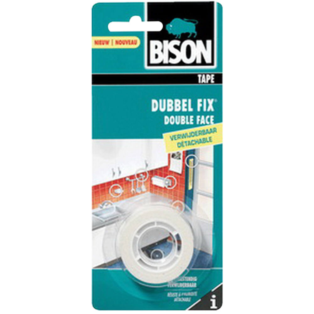 Bison Dubbel Fix Verwijderbare Schuimtape Wit 19 mm x 1,5 m