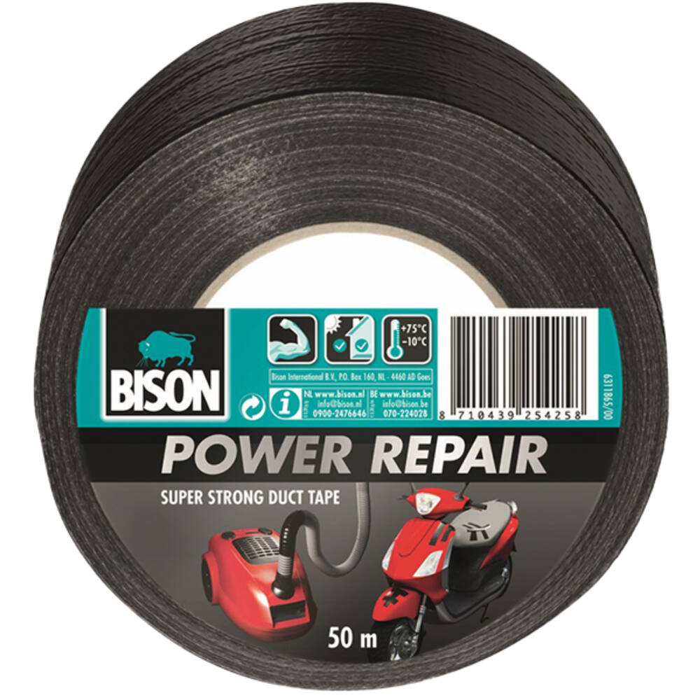 Bison Power Repair Tape Zwart Rol 50 m