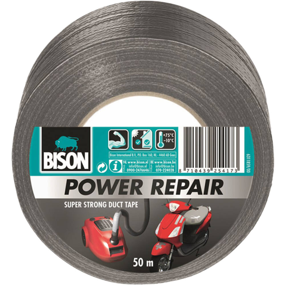 Bison Power Repair Tape Grijs Rol 50 m
