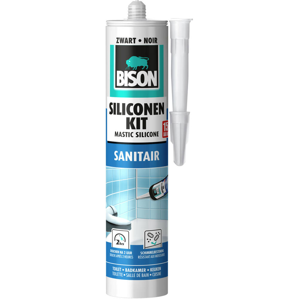 Bison Siliconenkit Sanitair Zwart 300 ml