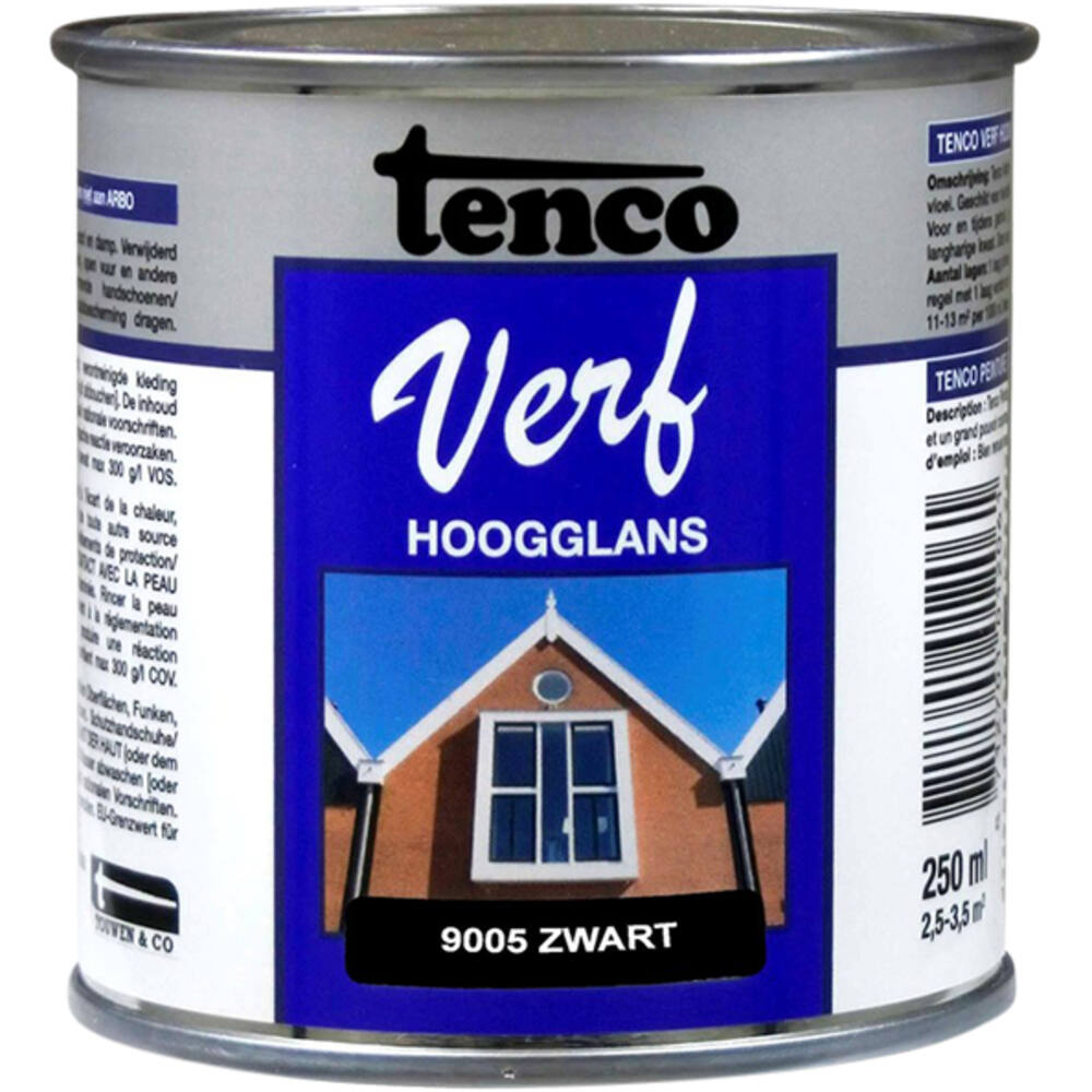 Tencoverf Dekkend Hoogglans Zwart 9005 250 ml