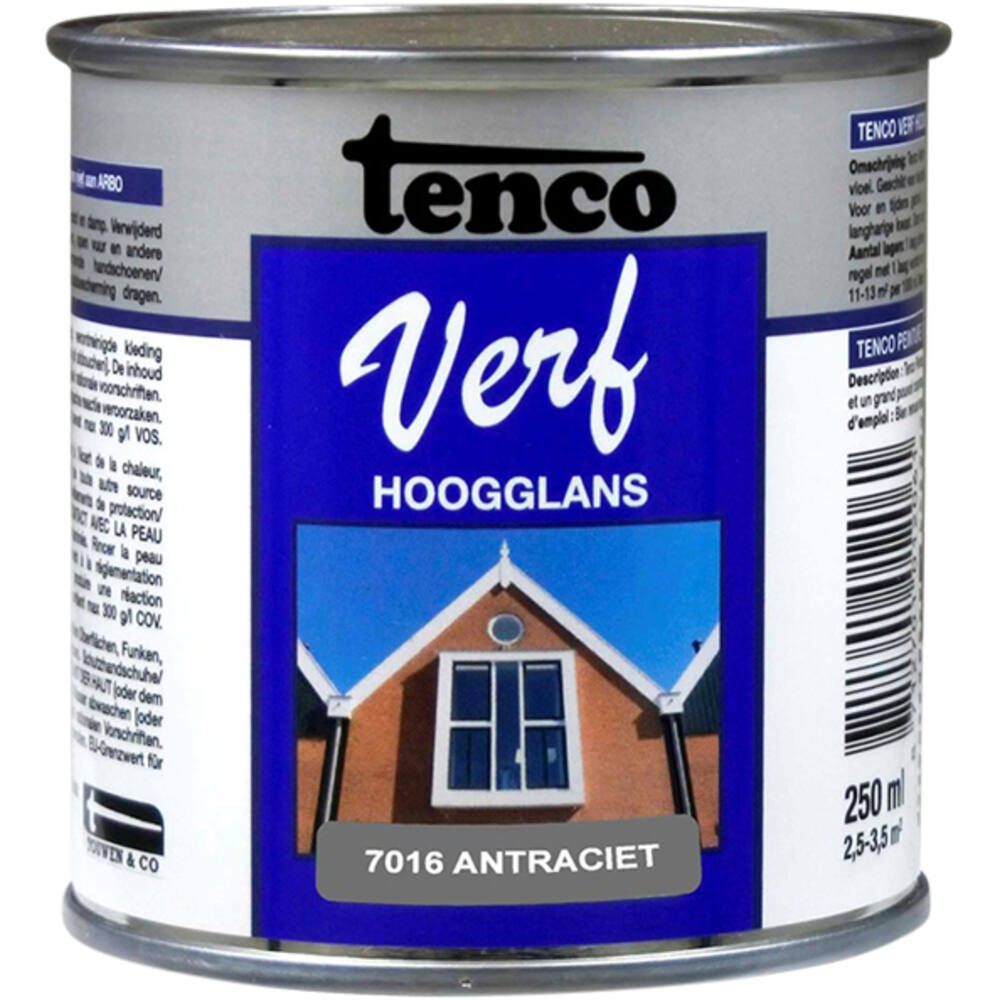 Tencoverf Dekkend Hoogglans Antraciet 7016 250 ml