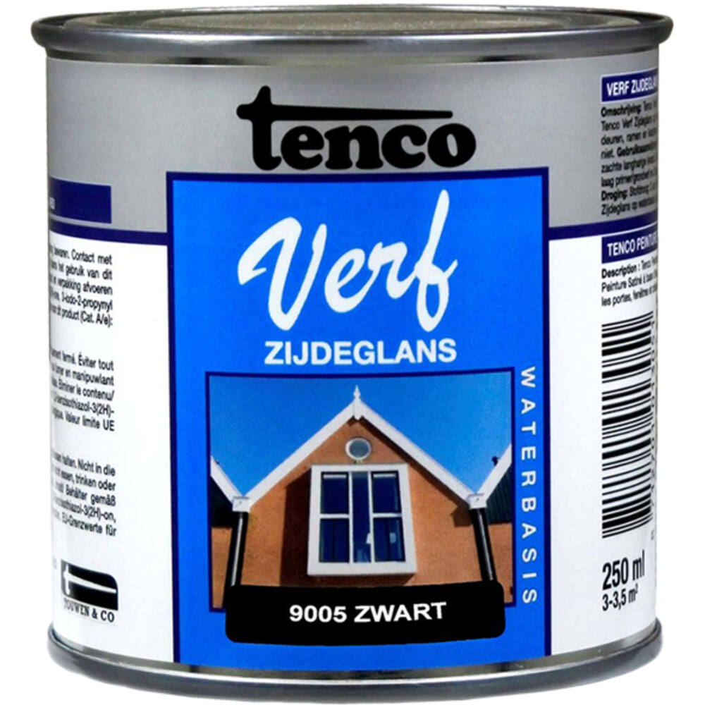 Tencoverf Zijdeglans Zwart 9005 Waterbasis 250 ml