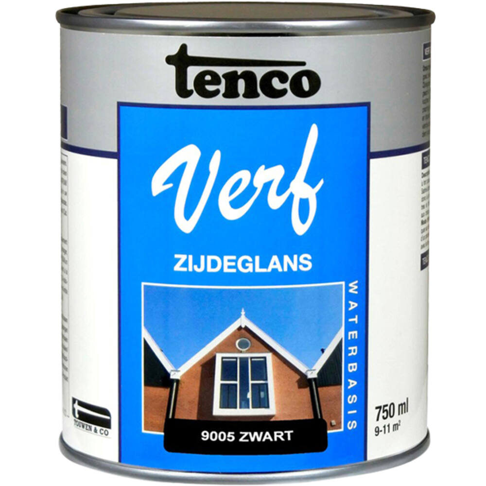 Tencoverf Zijdeglans Zwart 9005 Waterbasis 750 ml