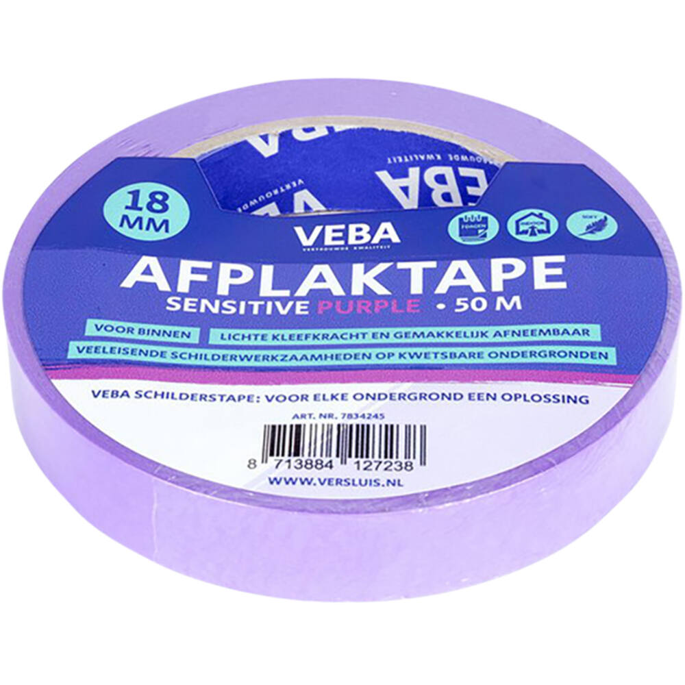 VEBA Afplaktape Sensitive Purple 18 mm