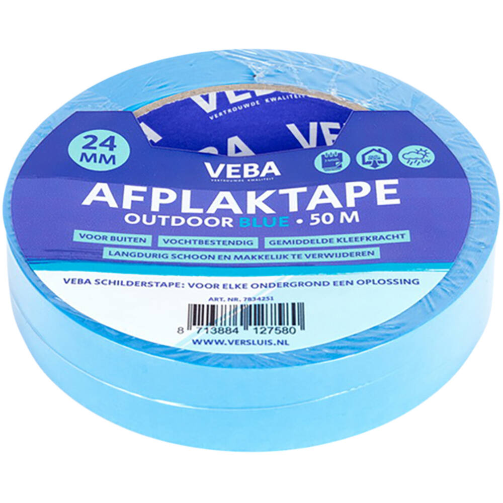 VEBA Afplaktape Outdoor Blue 24 mm