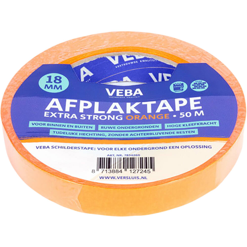 VEBA Afplaktape Extra Strong Orange 18 mm