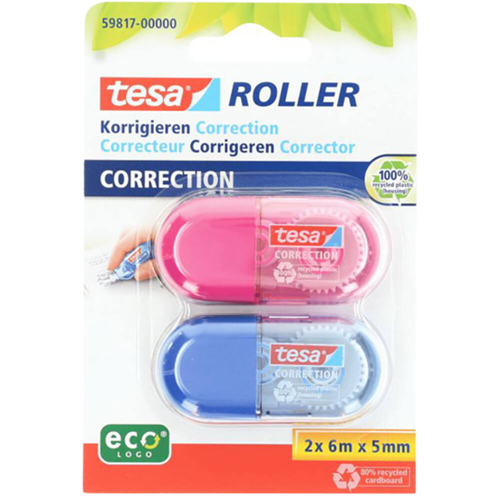 Tesa Mini Correction Roller 2 x Roze + Blauw