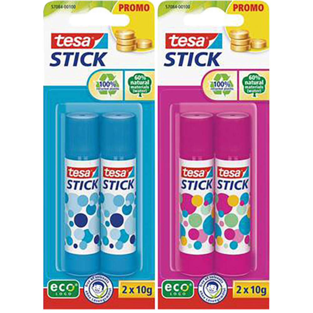Tesa Easy Stick Ecologo 2 x 10 g Pink + Blue