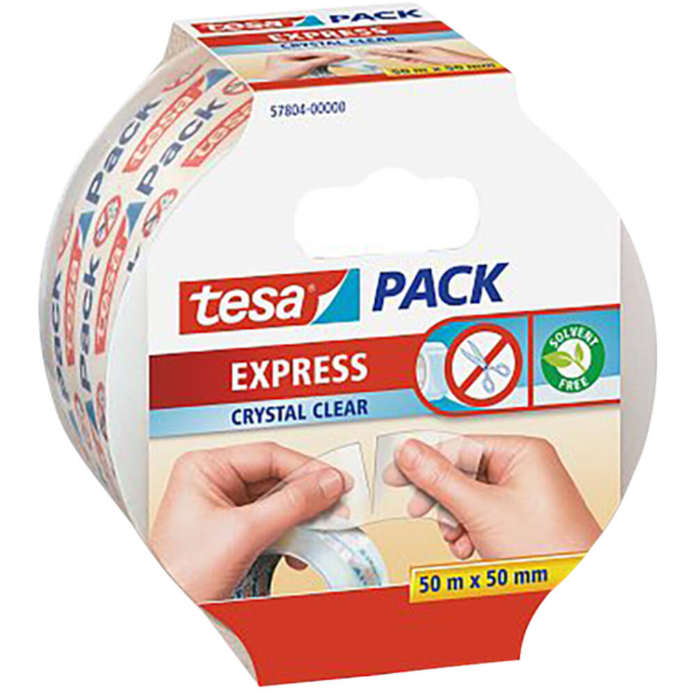 Tesa Tesapack Express Handinscheurbaar 50M x 50  mm Crystal Clear
