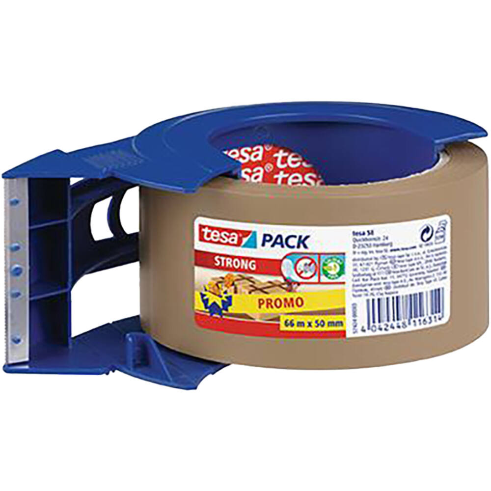 Tesa Tesapack Strong Bruin 1 x 66 m x 50 mm + Bleu Dispenser