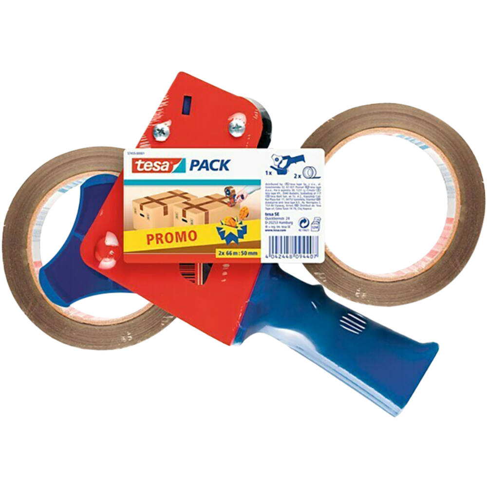 Tesa Tesapack Standaard Bruin 2 x 66 m x 50 mm + Dispenser