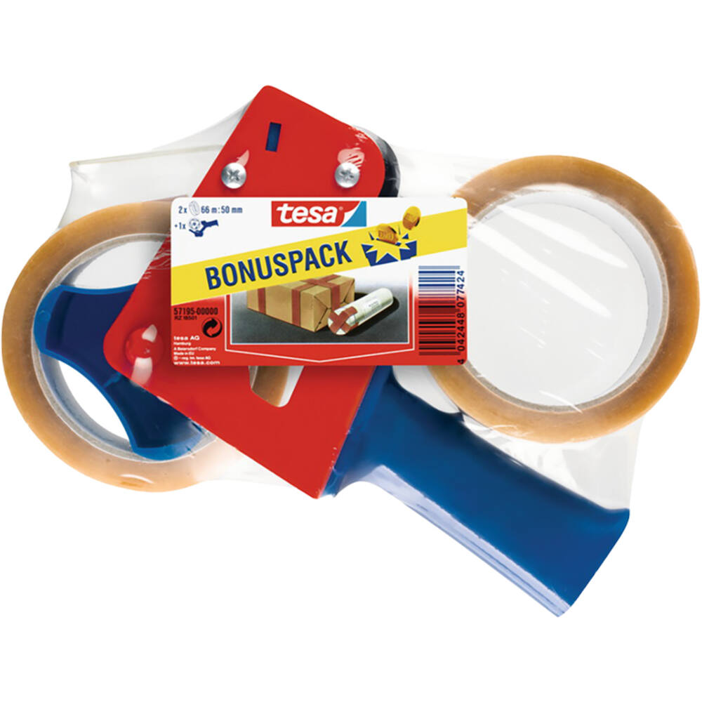 Tesa Tesapack Strong Transparant 2 x 66M:50 mmm+ Dispenser