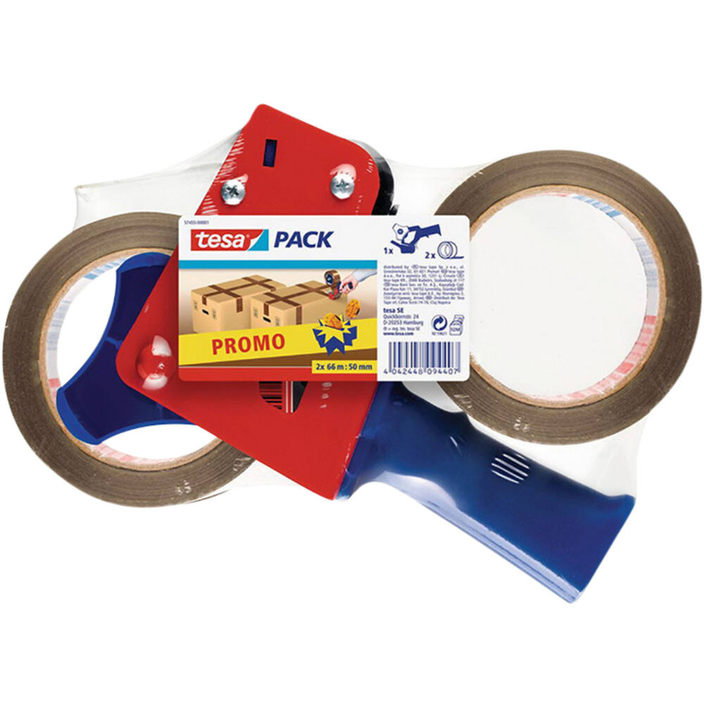 Tesa Tesapack Pvc Bruin 2 x 66 m x 50 mm + Dispenser