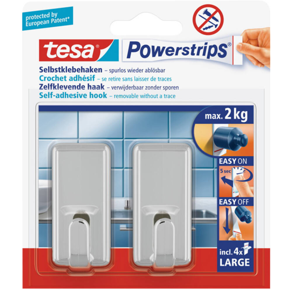 Tesa Powerstrips Large Classic Chroom