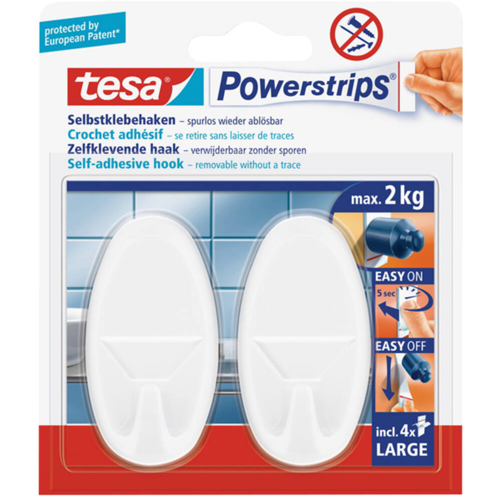 Tesa Powerstrips Large Ovaal Wit