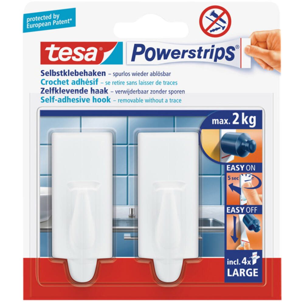 Tesa Powerstrip Trend Wit Large 2 st (58045)