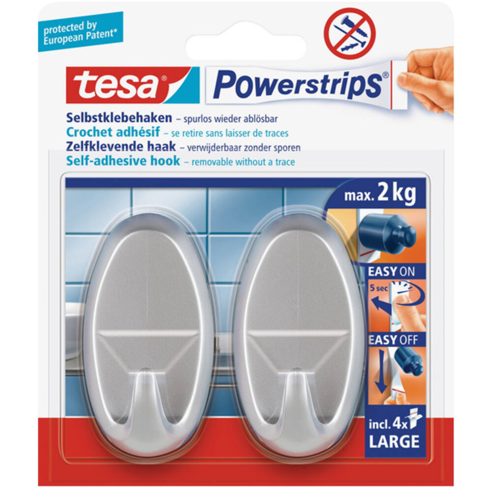 Tesa Powerstrips Large Ovaal Mat Chroom