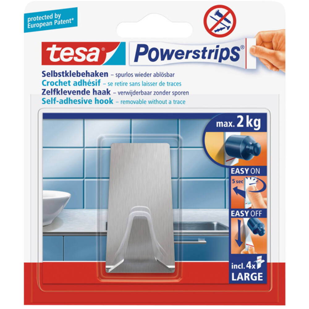 Tesa Powerstrips Large Metaal Rechthoekig