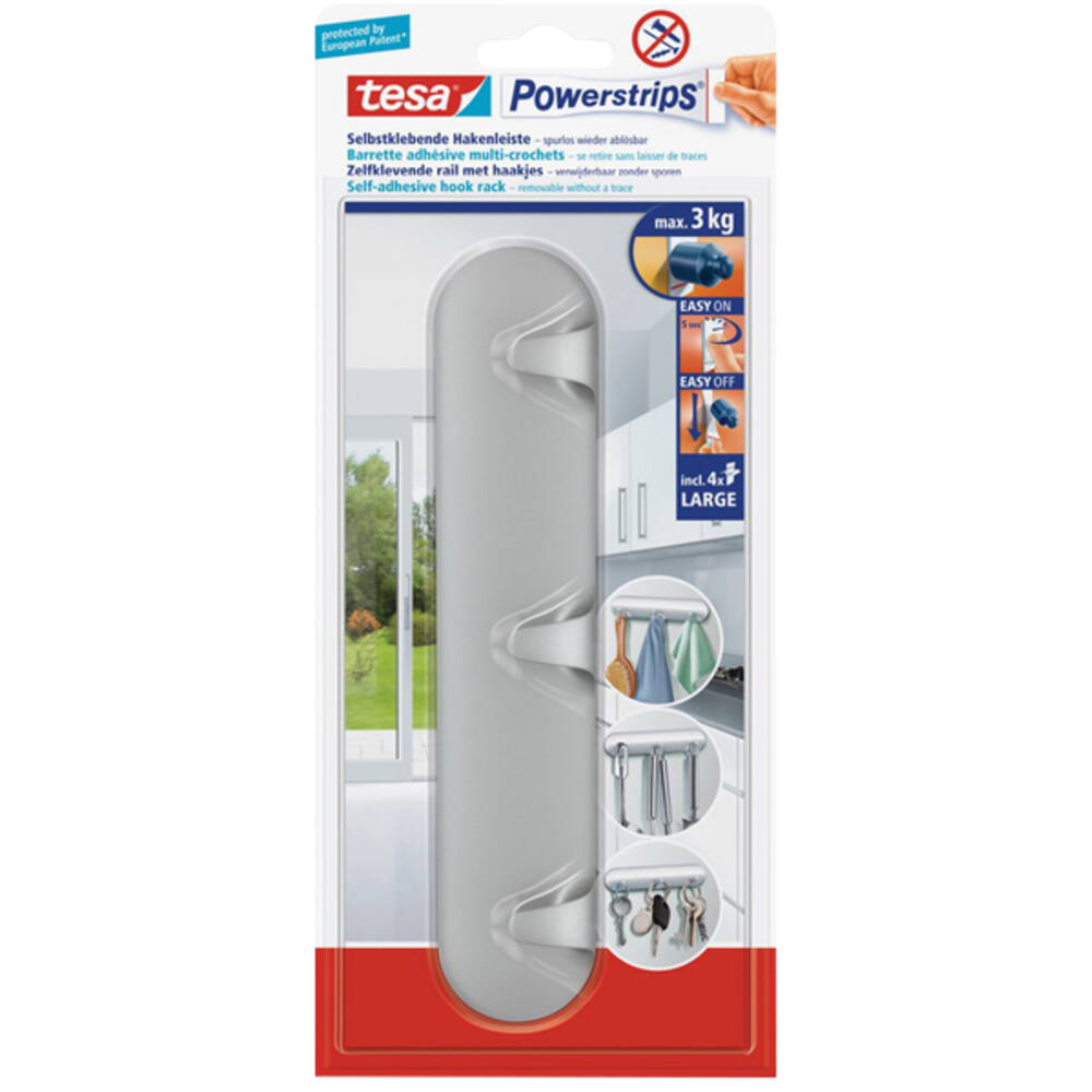 Tesa Powerstrips Hakenrek Chroom