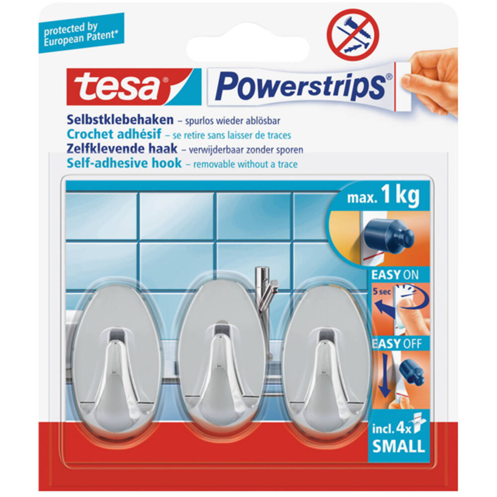 Tesa Powerstrips Small Ovaal Chroom