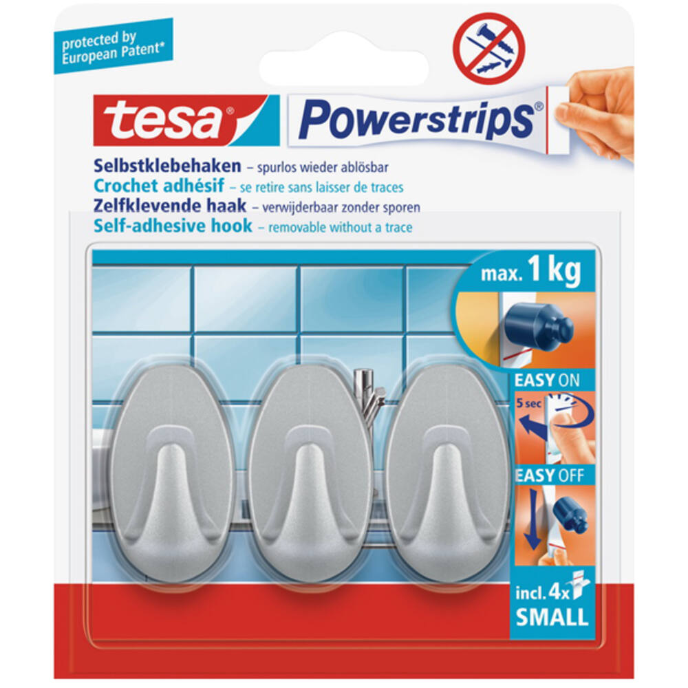 Tesa Powerstrips Small Ovaal Mat Chroom