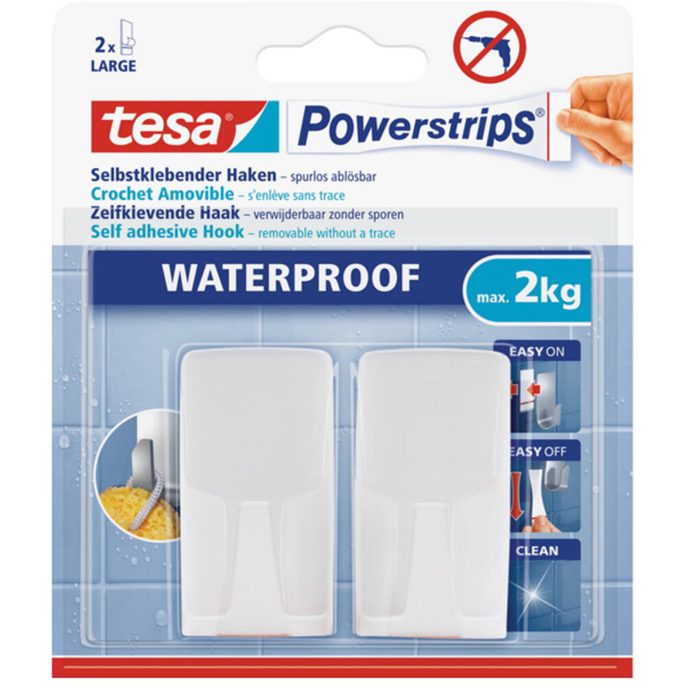 Tesa Powerstrips Waterproof Scheermeshouder Wit