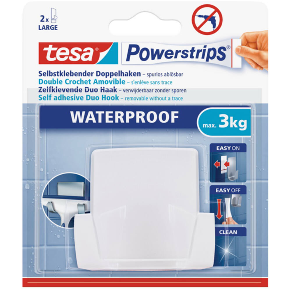 Tesa Powerstrips Waterproof Duo Haak Wit
