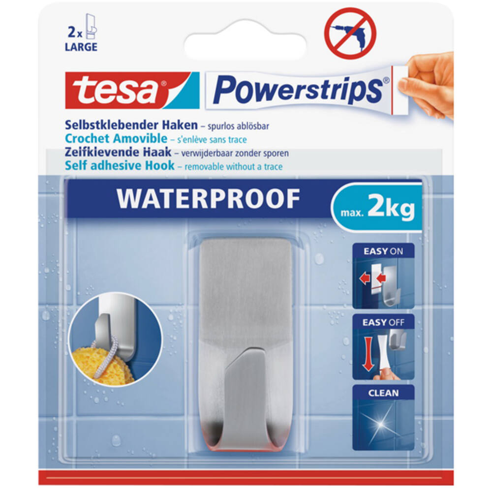 Tesa Powerstrips Waterproof Haak RVS