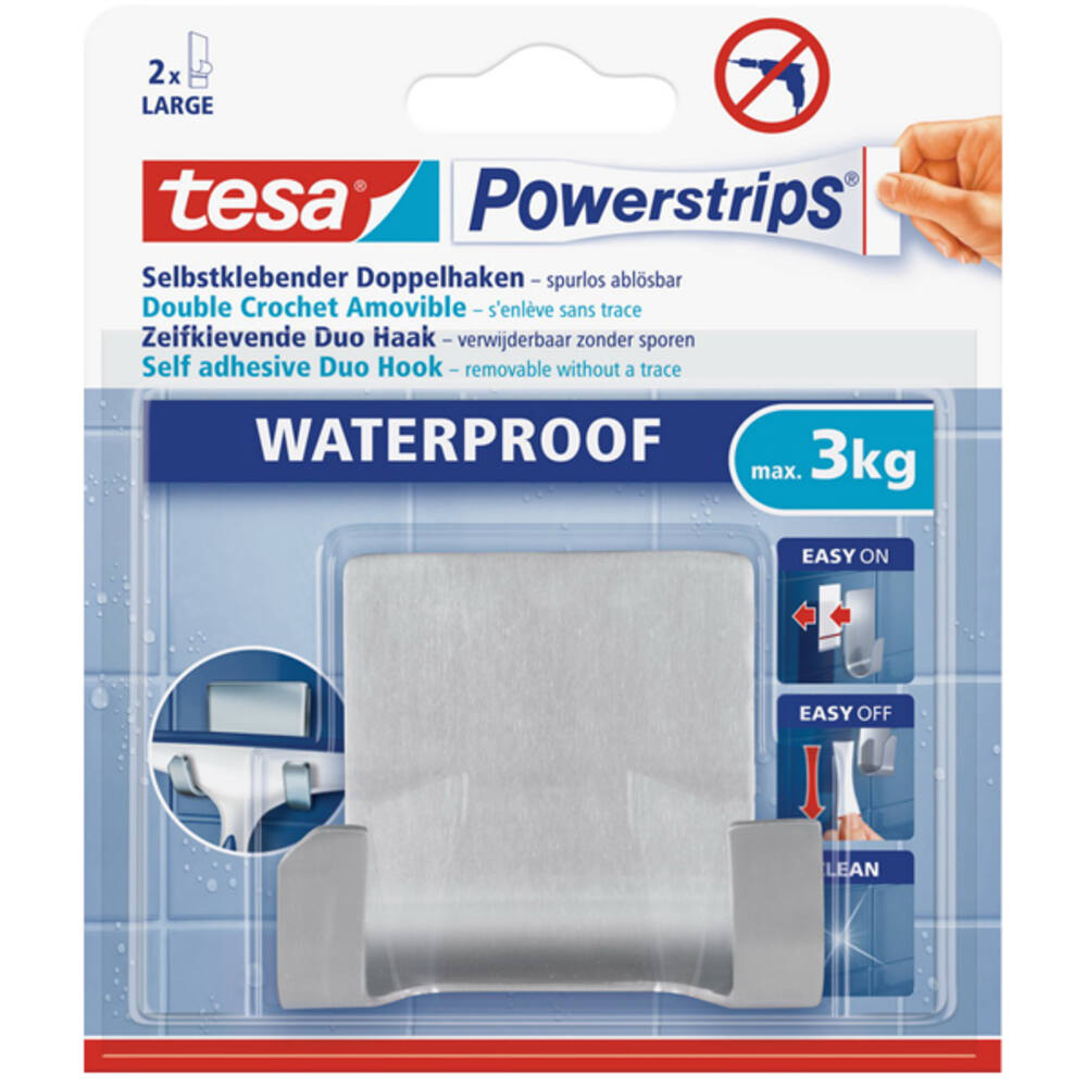 Tesa Powerstrips Waterproof Duo Haak RVS