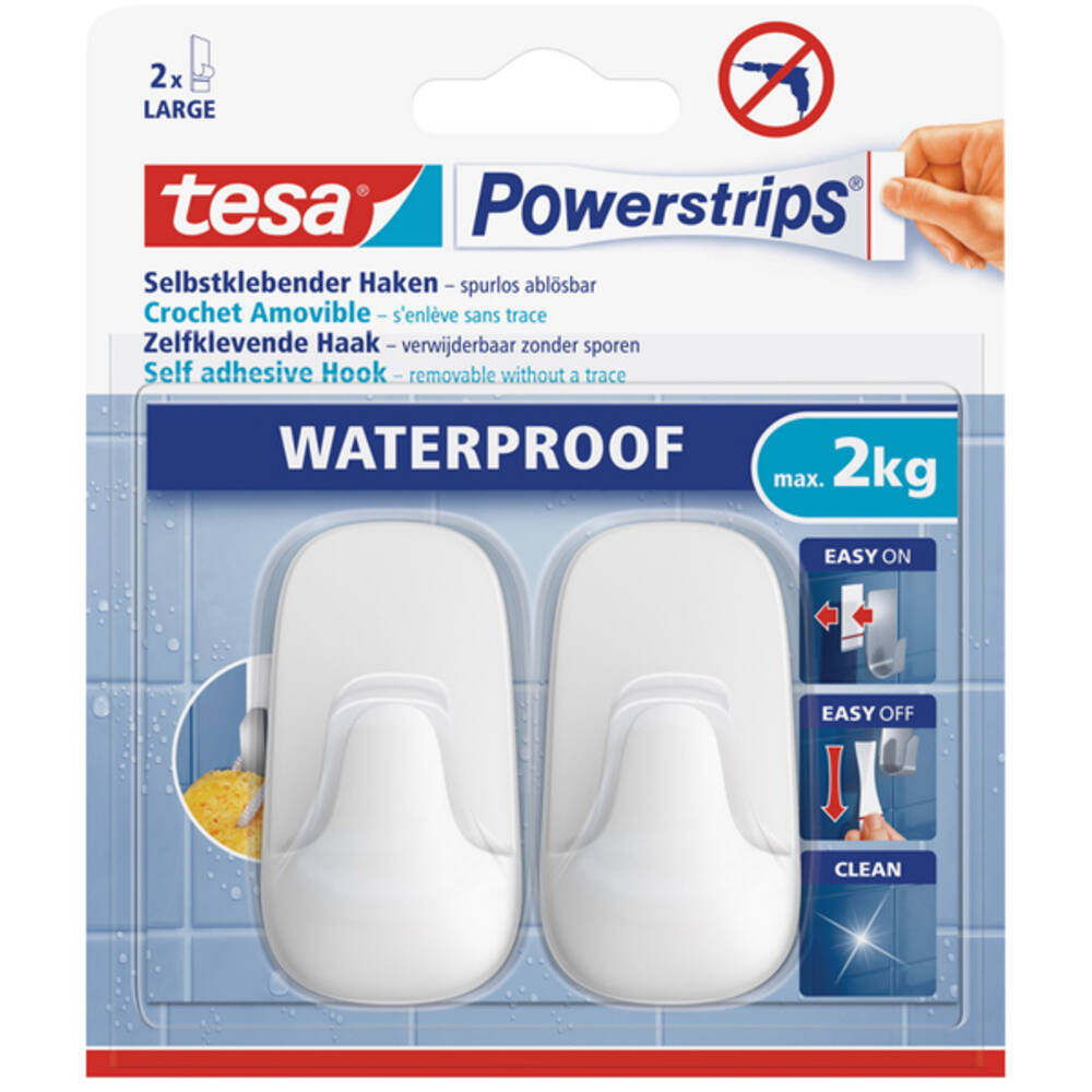 Tesa Powerstrips® Waterproof Haken Wit Large