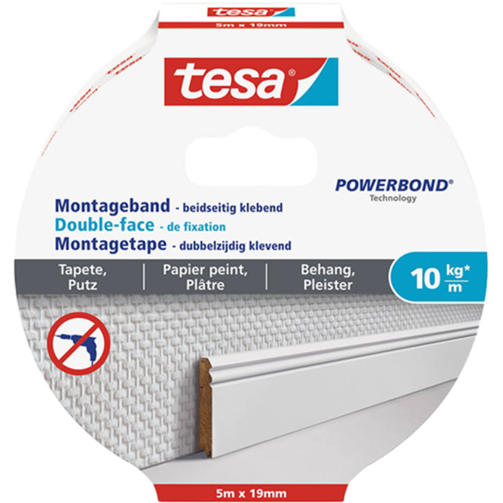 Tesa Powerbond® Montagetape Gevoelige Oppervlakken 5M x 19 mm