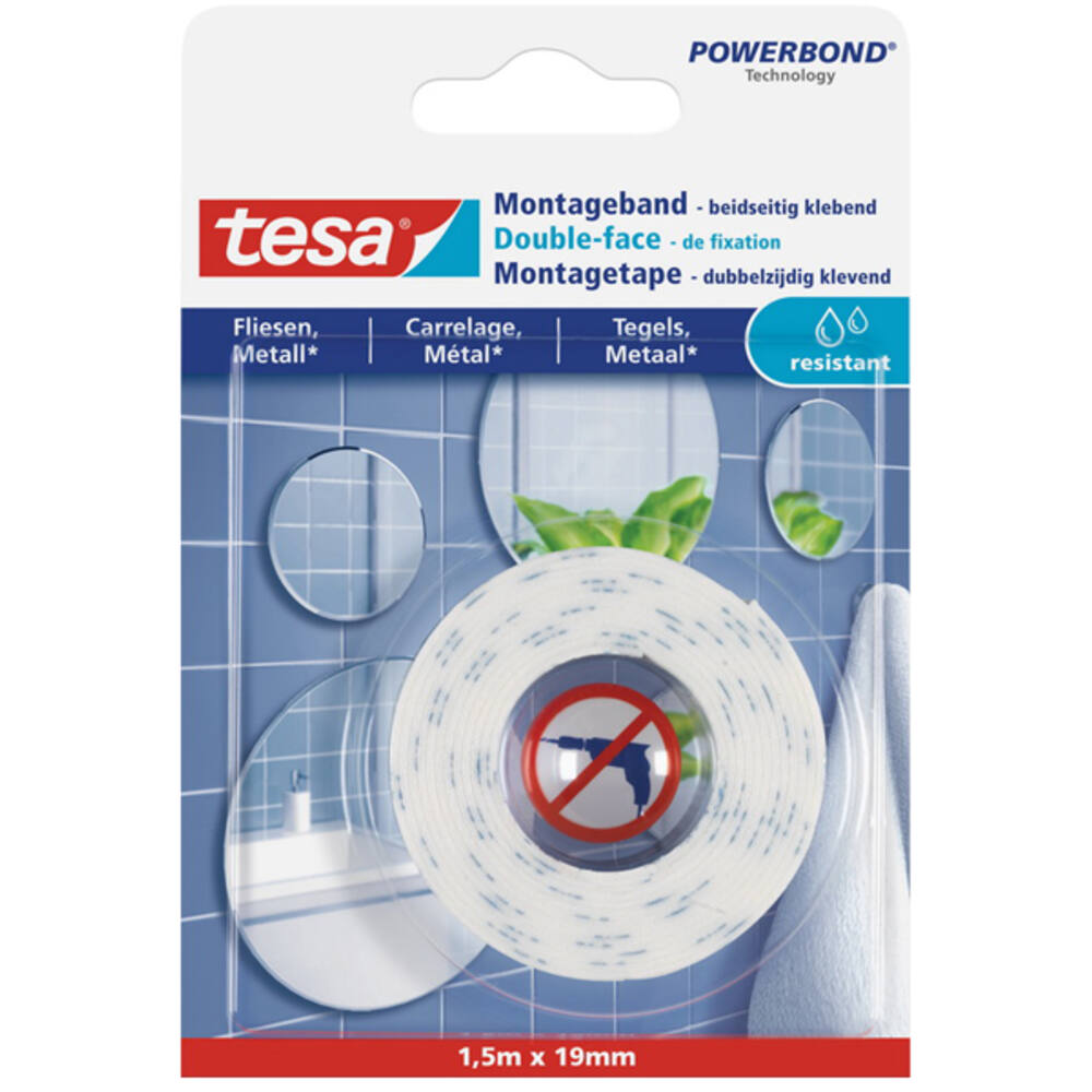 Tesa Powerbond® Montagetape Waterproof 1,5M x 19 mm
