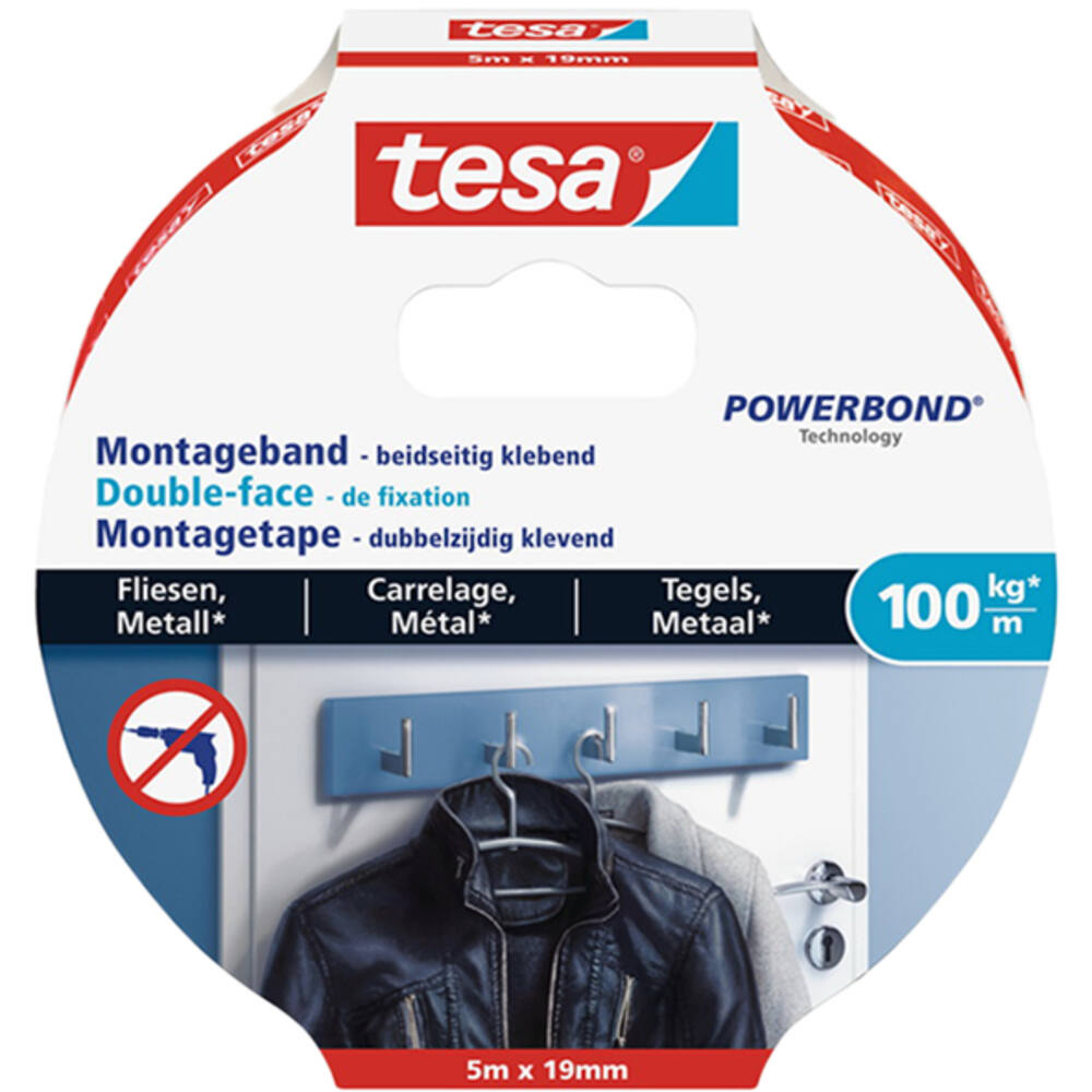 Tesa Powerbond® Montagetape Tegels & Metaal 5M x 19 mm