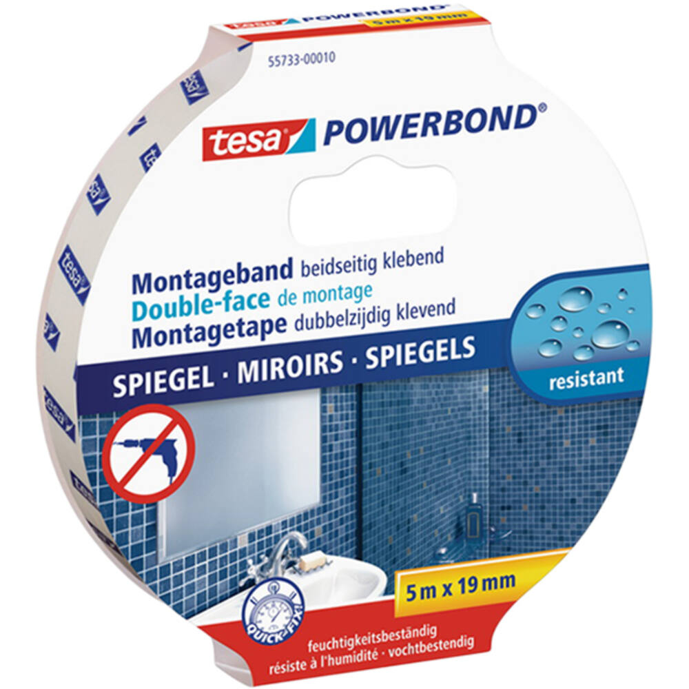Tesa Powerbond Montagetape Spiegels 5M x 19 mm