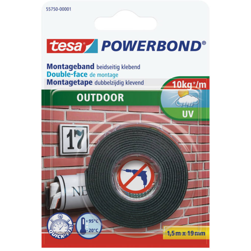 Tesa Powerbond Montagetape Outdoor 1,5M x 19 mm