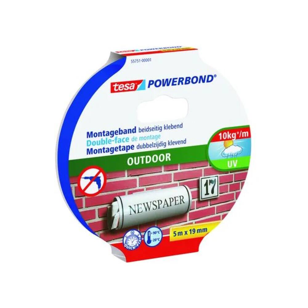 Tesa Powerbond Montagetape Outdoor 5M x 19 mm