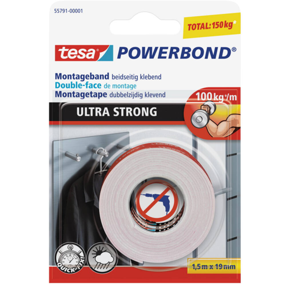 Tesa Powerbond Montagetape Ultra 1,5M x 19 mm