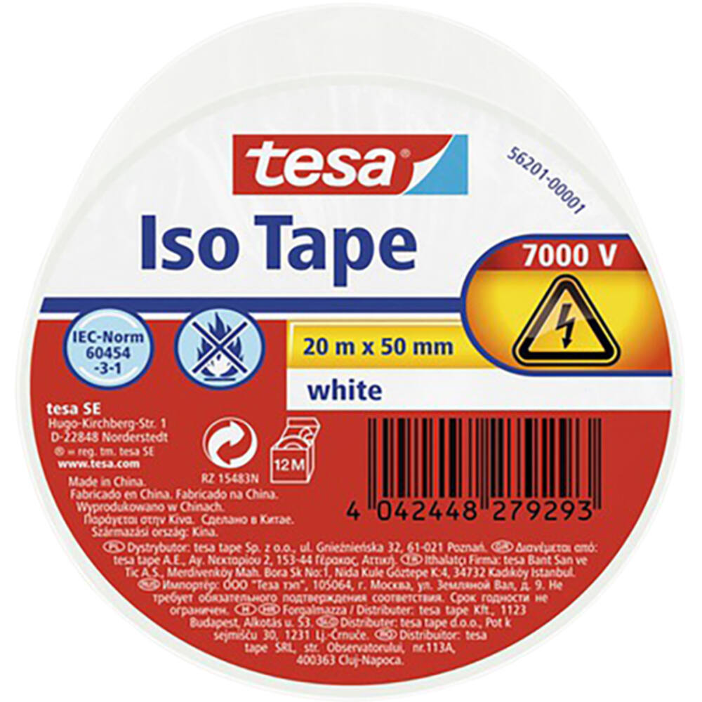 Tesa Electrische Isolatie Alle Gebruik 20M x 50 mm Wit