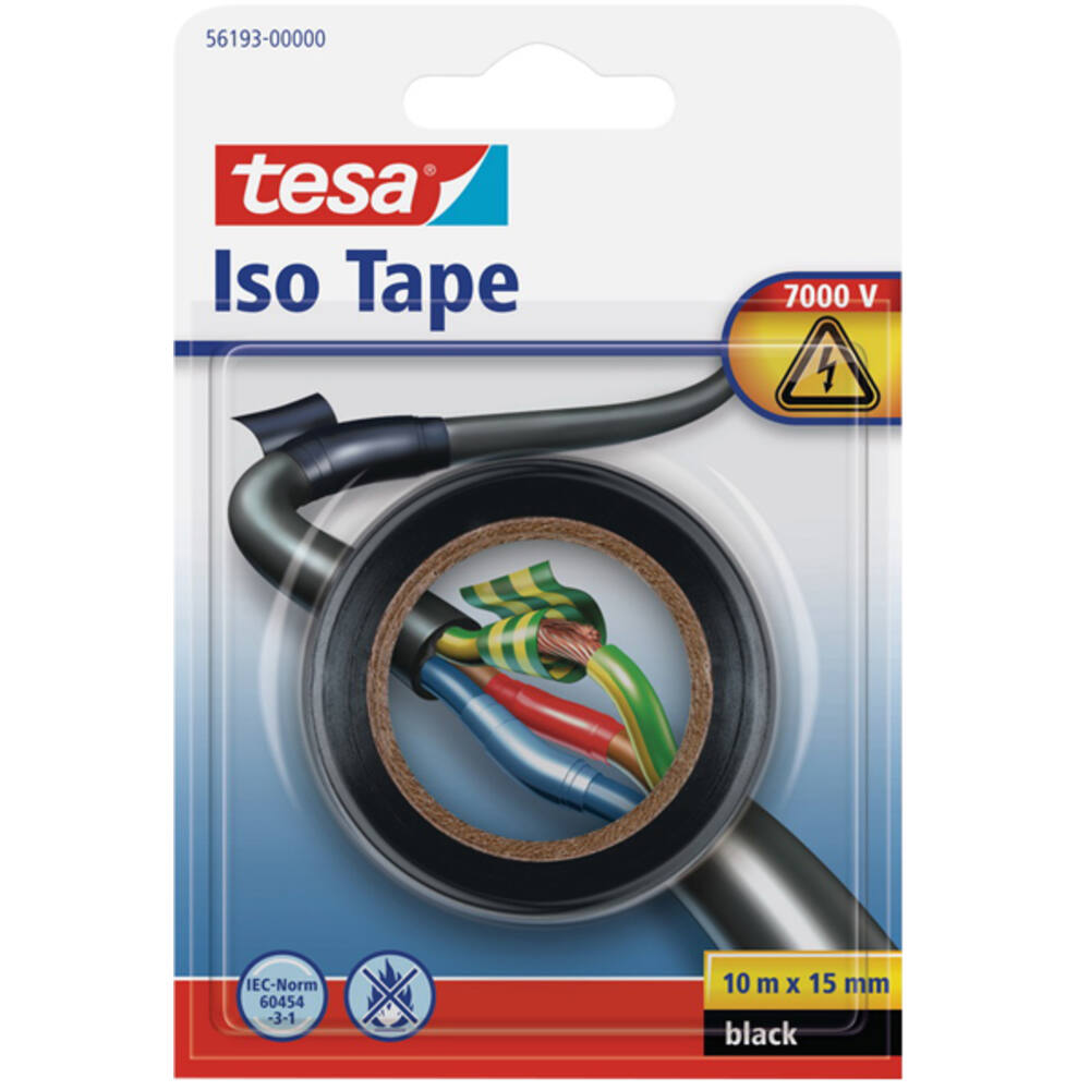 Tesa Electrische Isolatie 10M x 15 mm Zwart