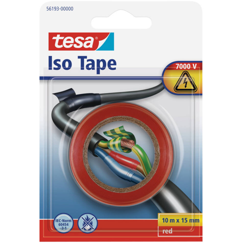 Tesa Electrische Isolatie 10M x 15 mm Rood