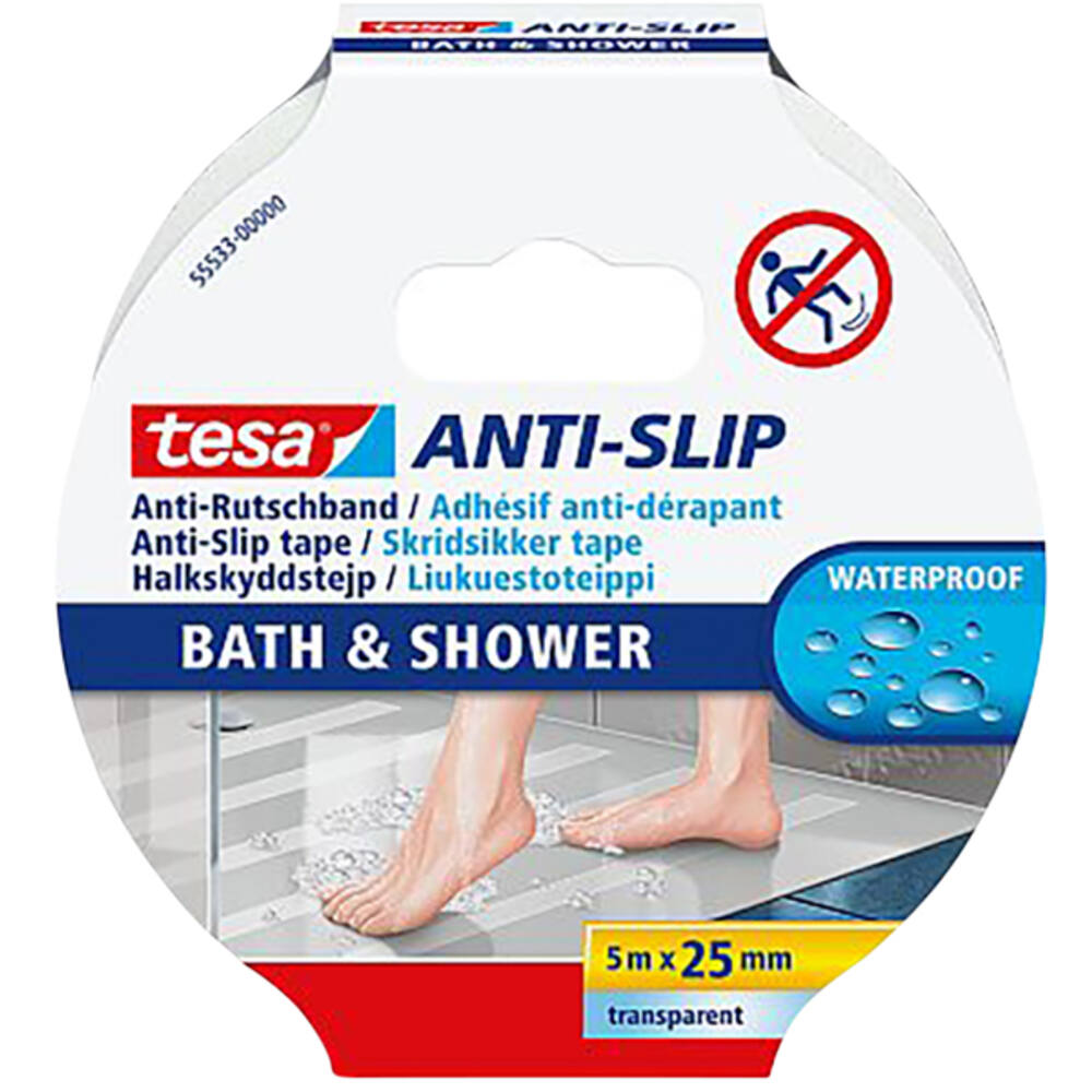 Tesa Anti-Slip Douche & Bad 5 m x 25 mm Transparant