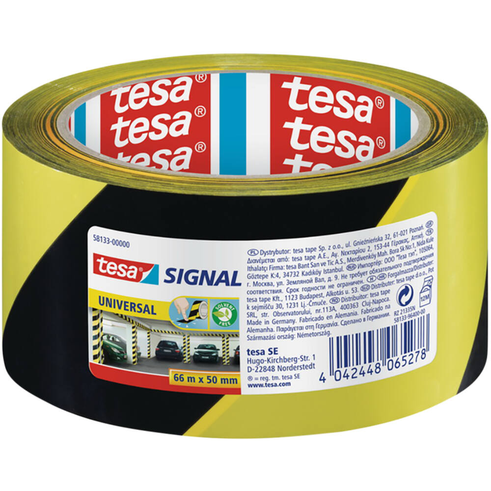 Tesa Signal Pp Waarschuwingstape 66M x 50 mm Geel/ Zwart